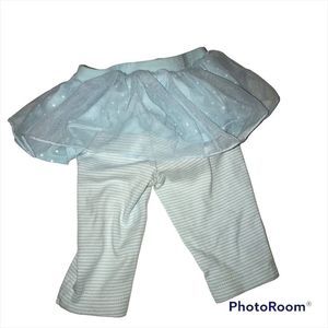 CARTER’S blue stripe leggings with blue white polka dot tutu size 3 months
